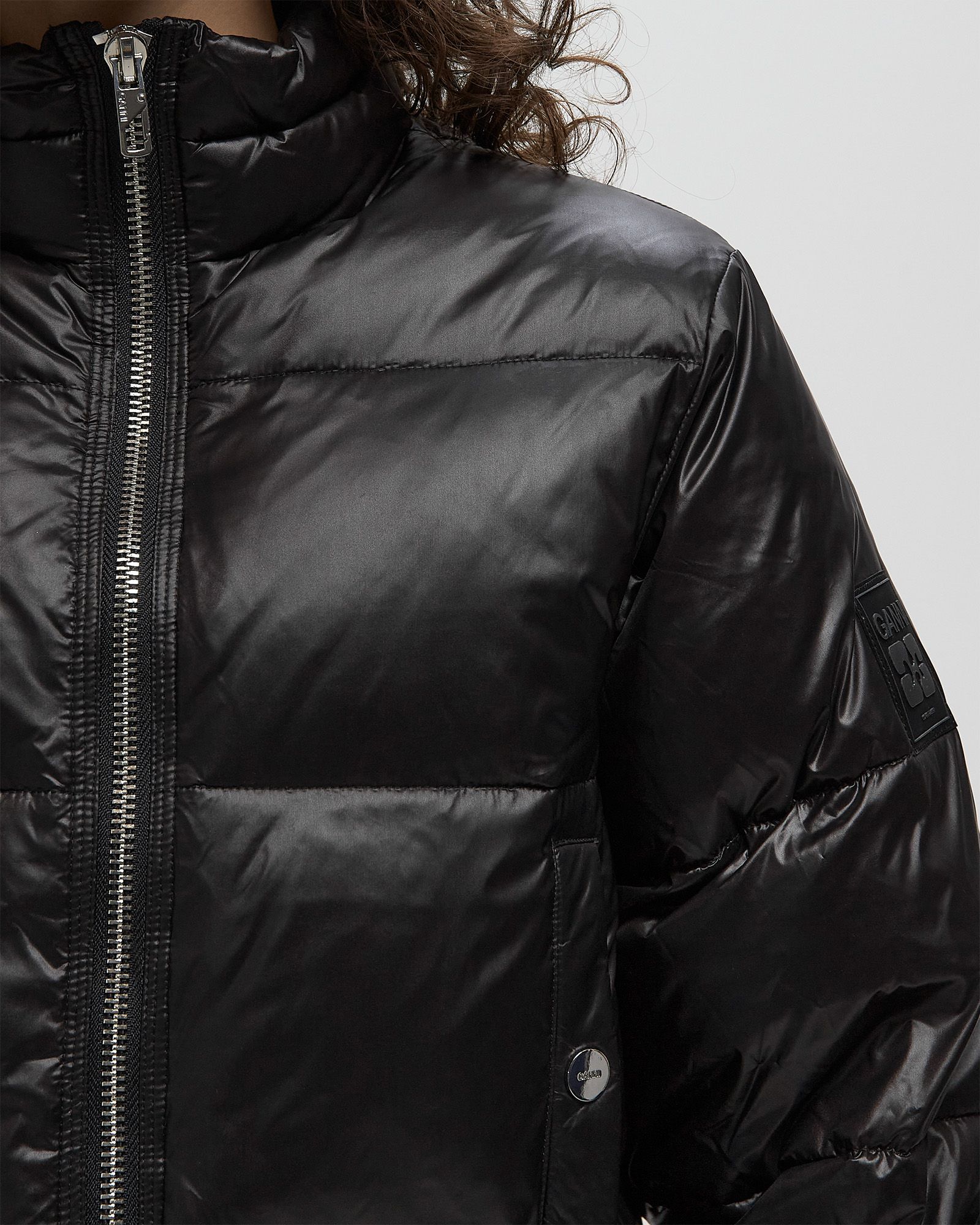 Shiny Nylon Short Puffer Jacket