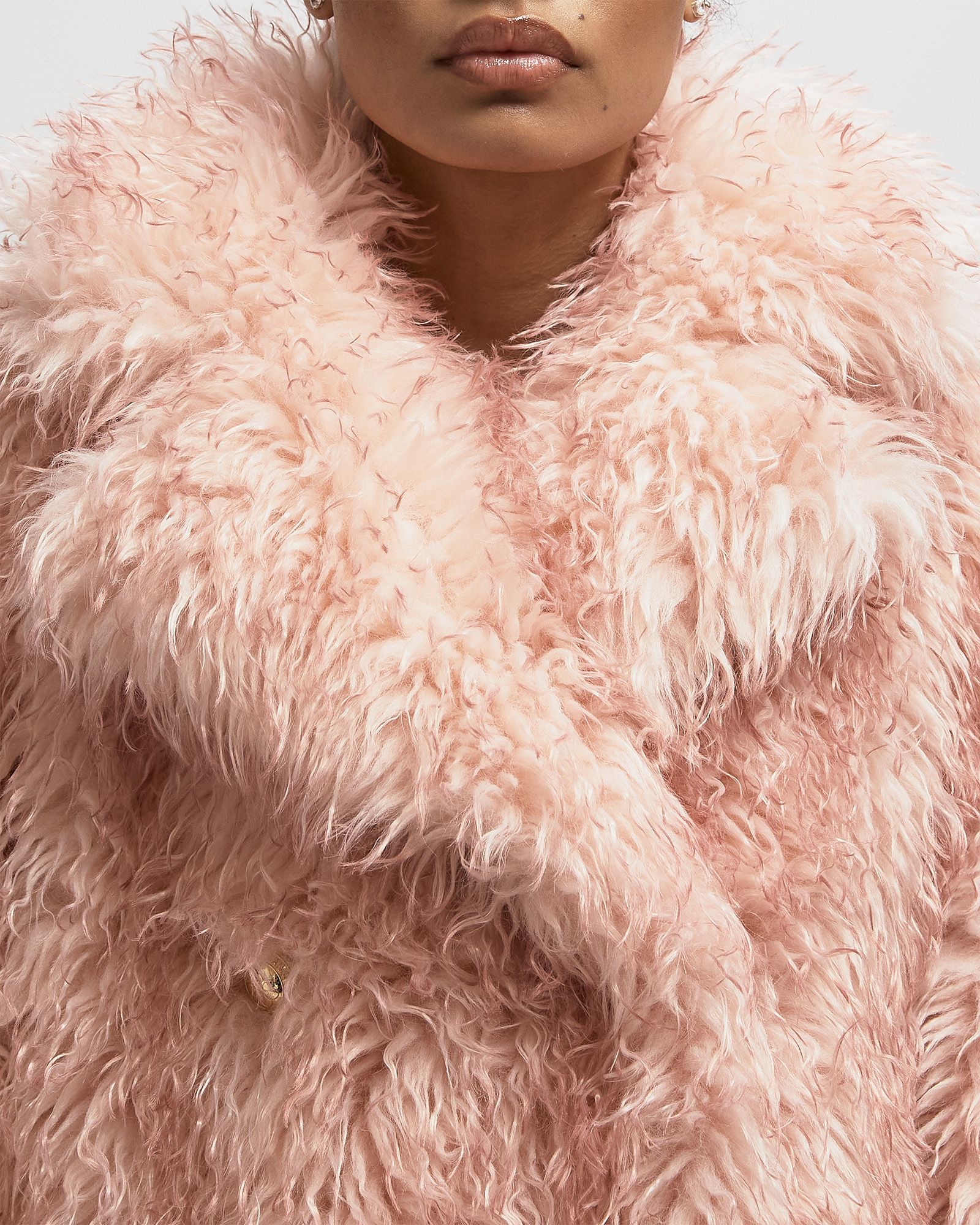 Long Pile Alternative Fur Midi Coat