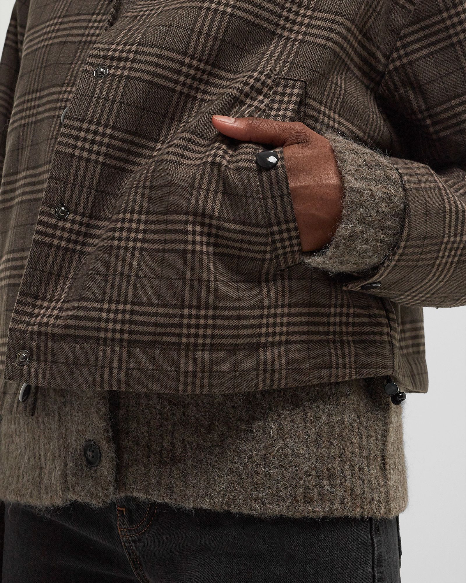 CHECK CROPPED JACKET