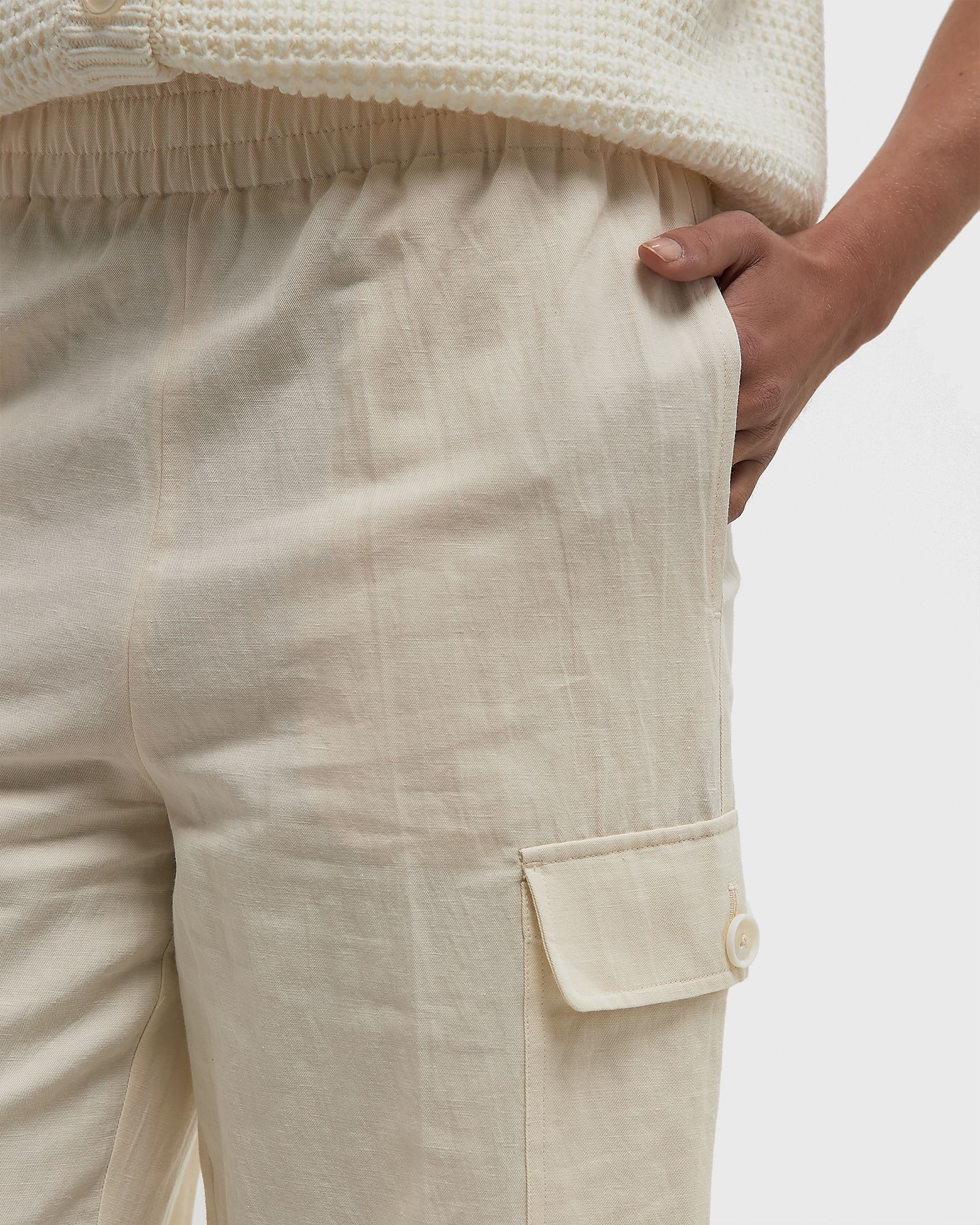 COTTON LINEN CARGO PANTS