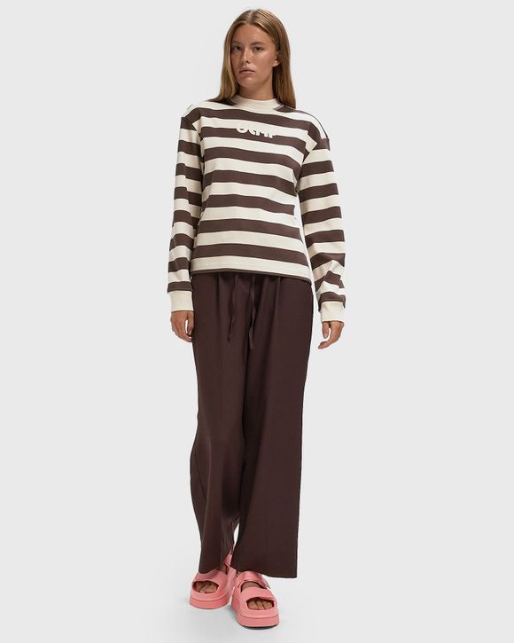 STRIPED RIB RETRO LOGO CREWNECK
