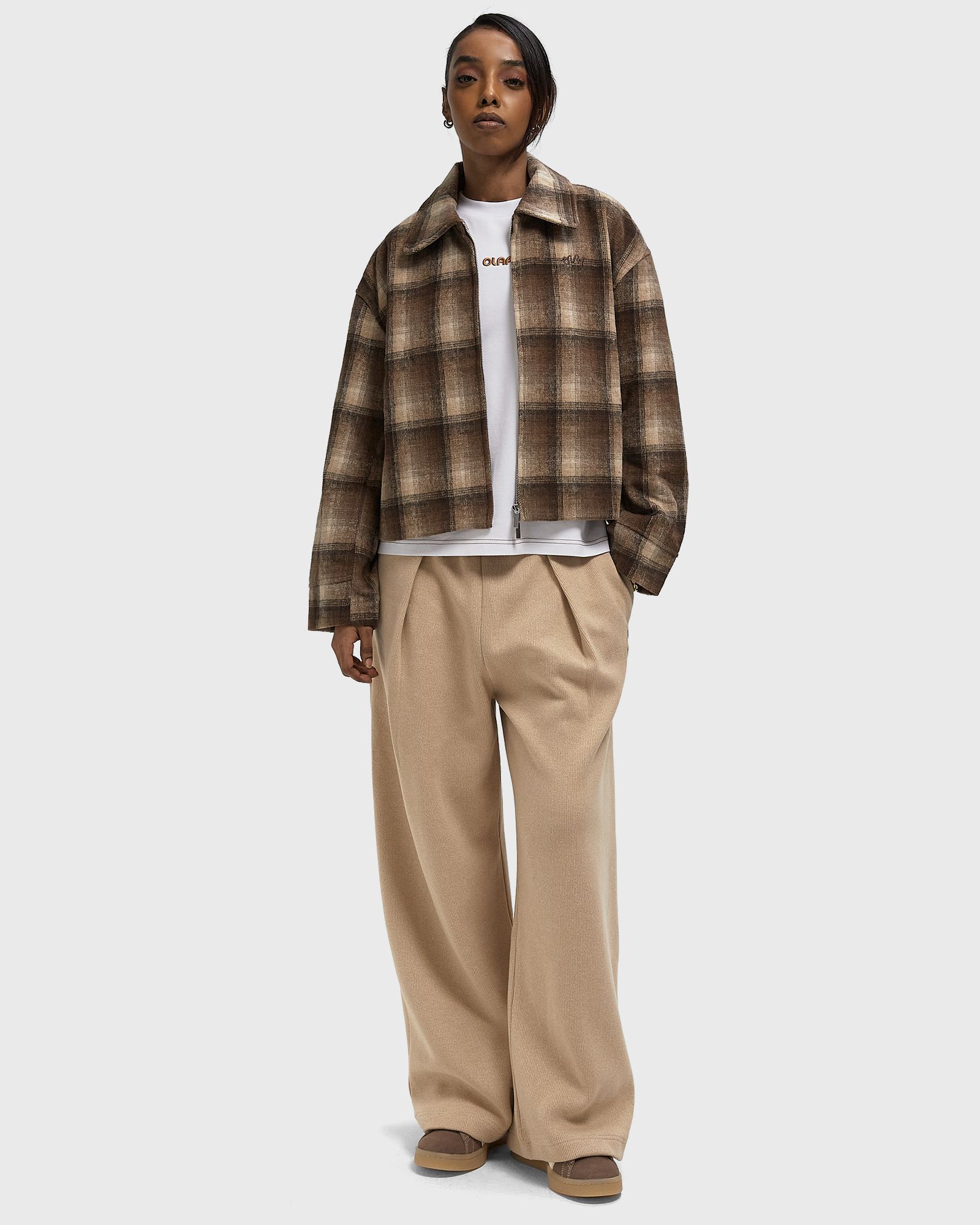 CHECKED CROPPED JACKET