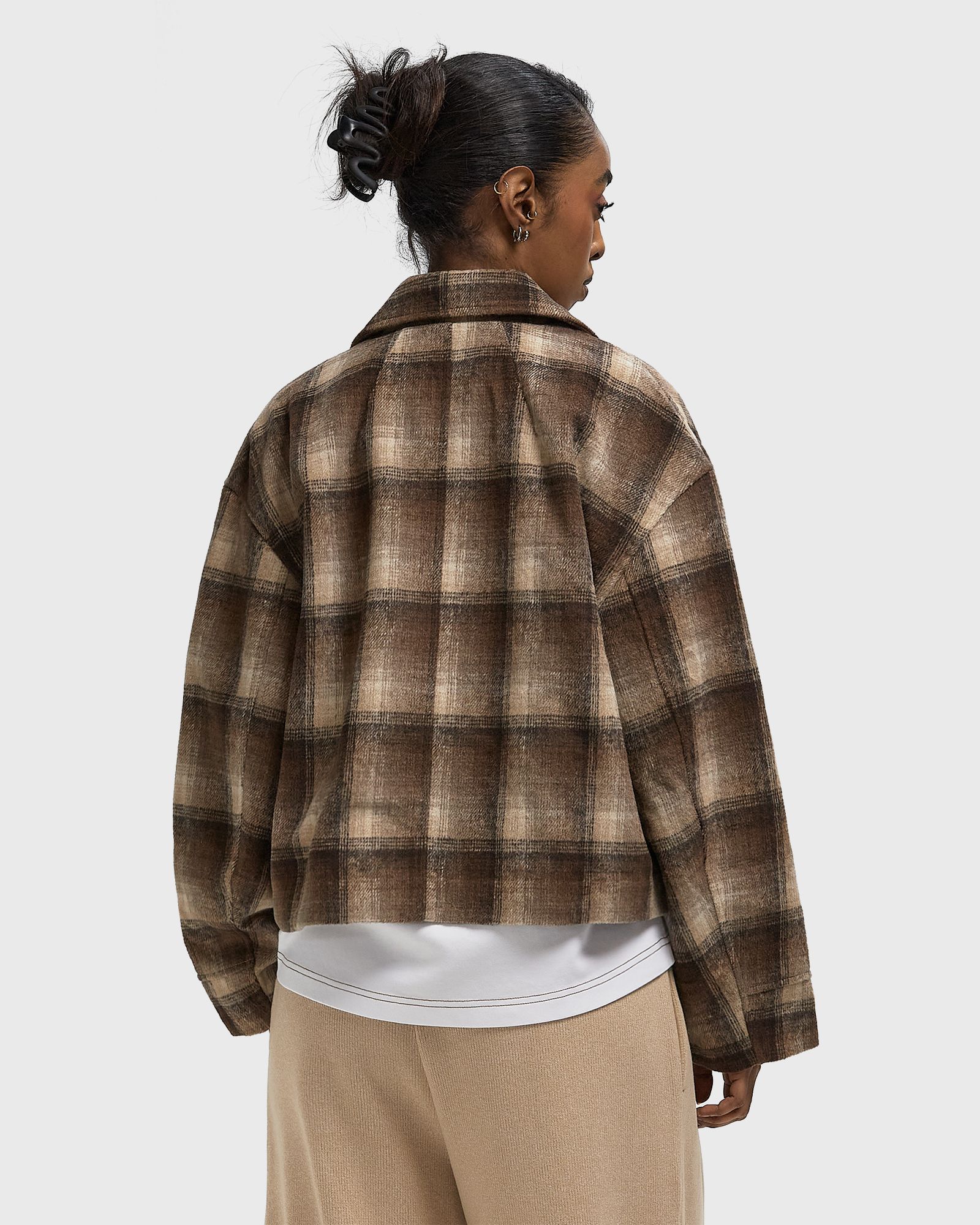 CHECKED CROPPED JACKET