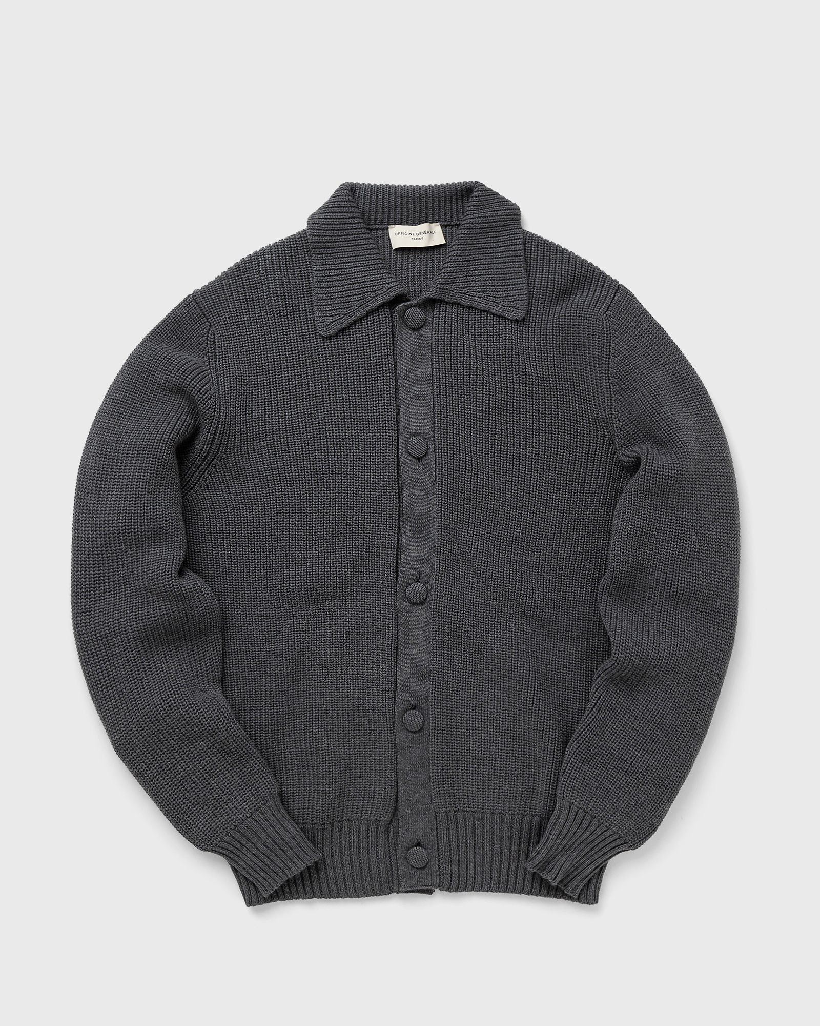 Officine Générale - tahar italian merinos wool men zippers & cardigans grey in größe:xl