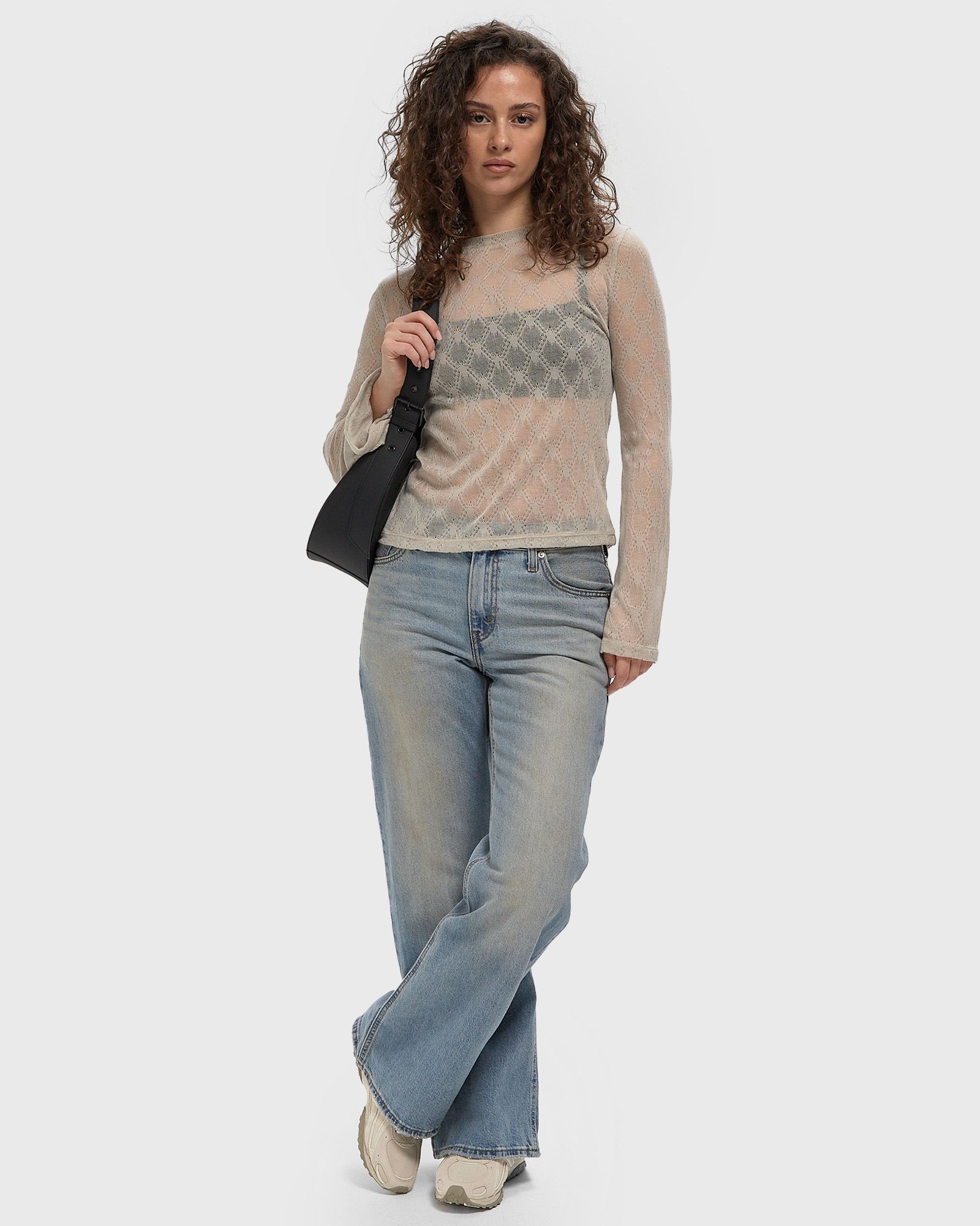 WIDE SLEEVE SEMI-SHEER TOP