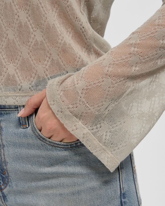 WIDE SLEEVE SEMI-SHEER TOP