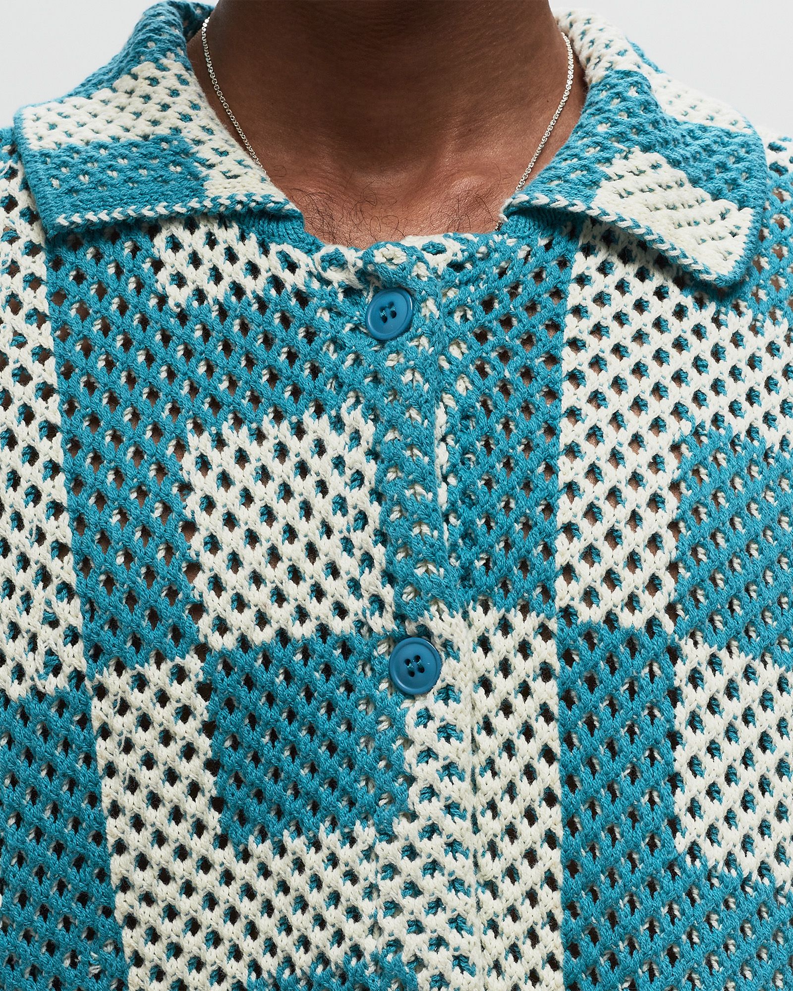 UNISEX CROCHET SS BUTTON DOWN