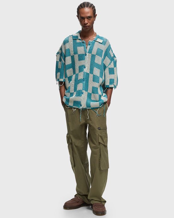 UNISEX CROCHET SS BUTTON DOWN