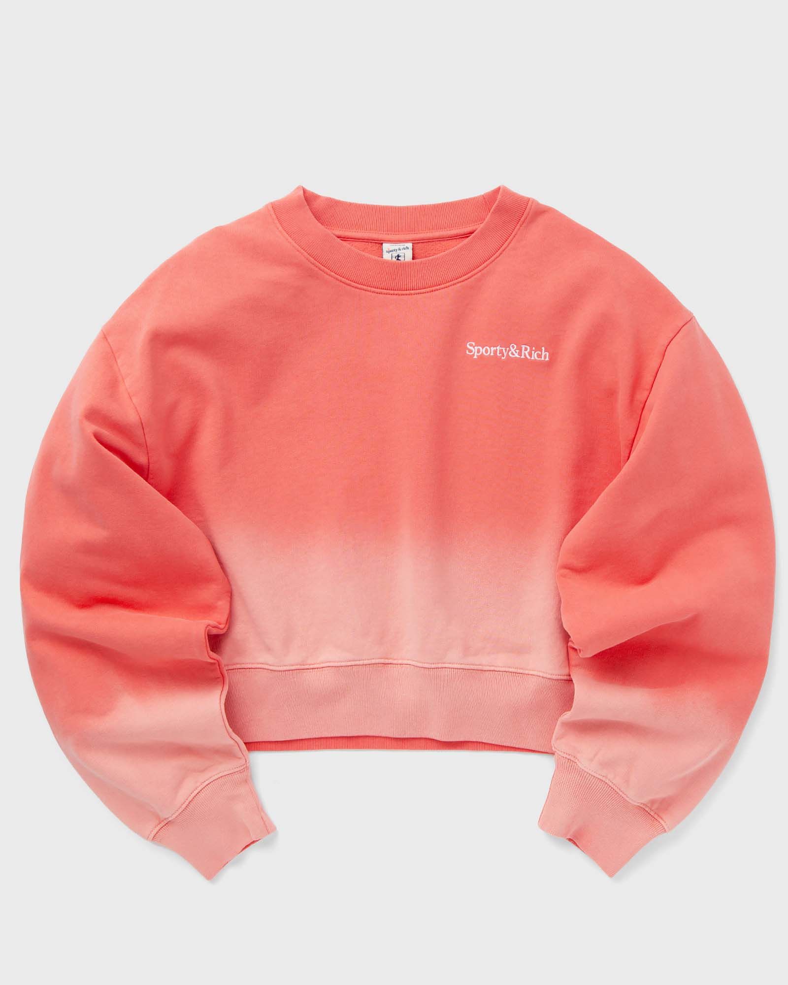 Serif Logo Embroidered Cropped Crewneck Dip Dye