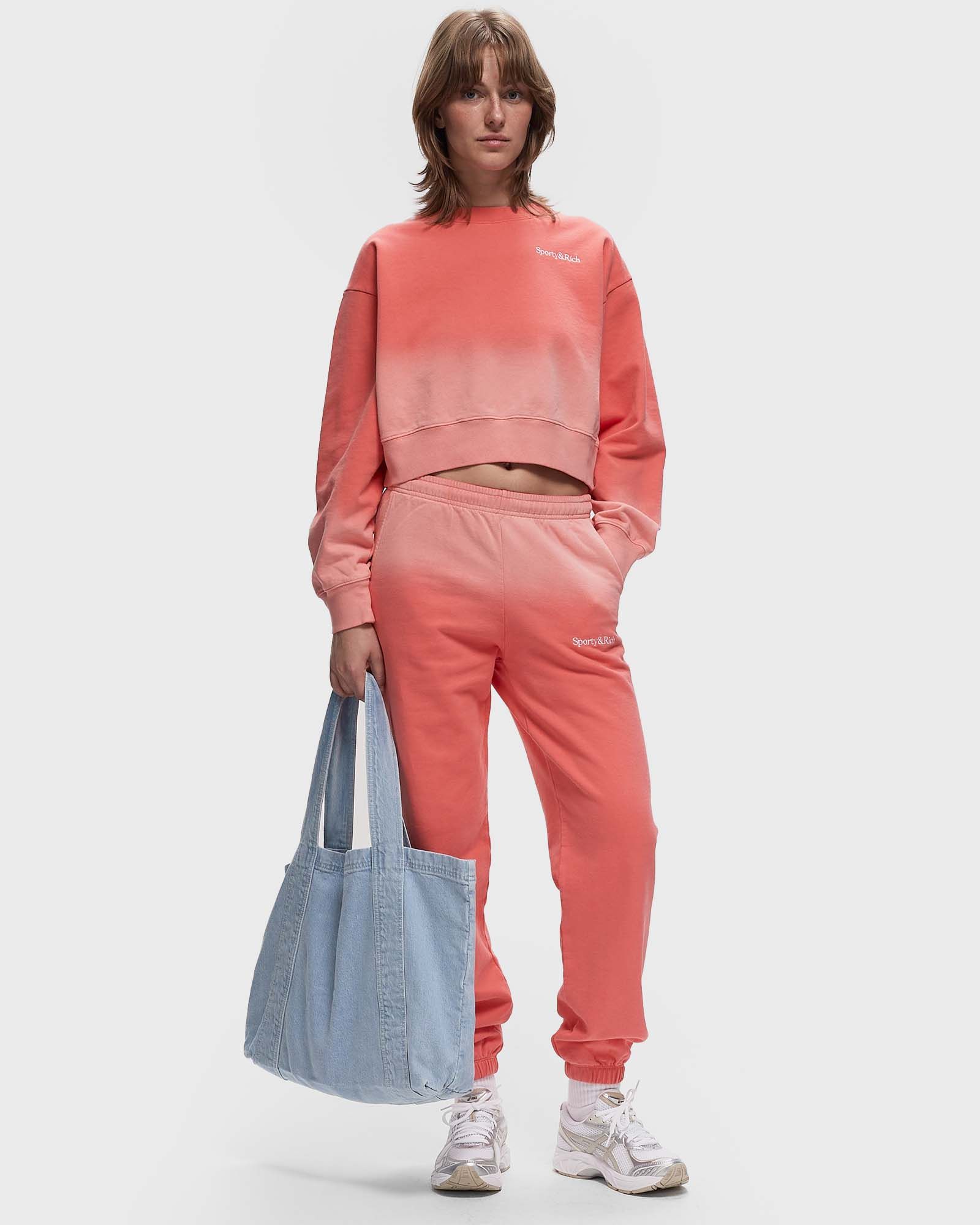 Serif Logo Embroidered Cropped Crewneck Dip Dye