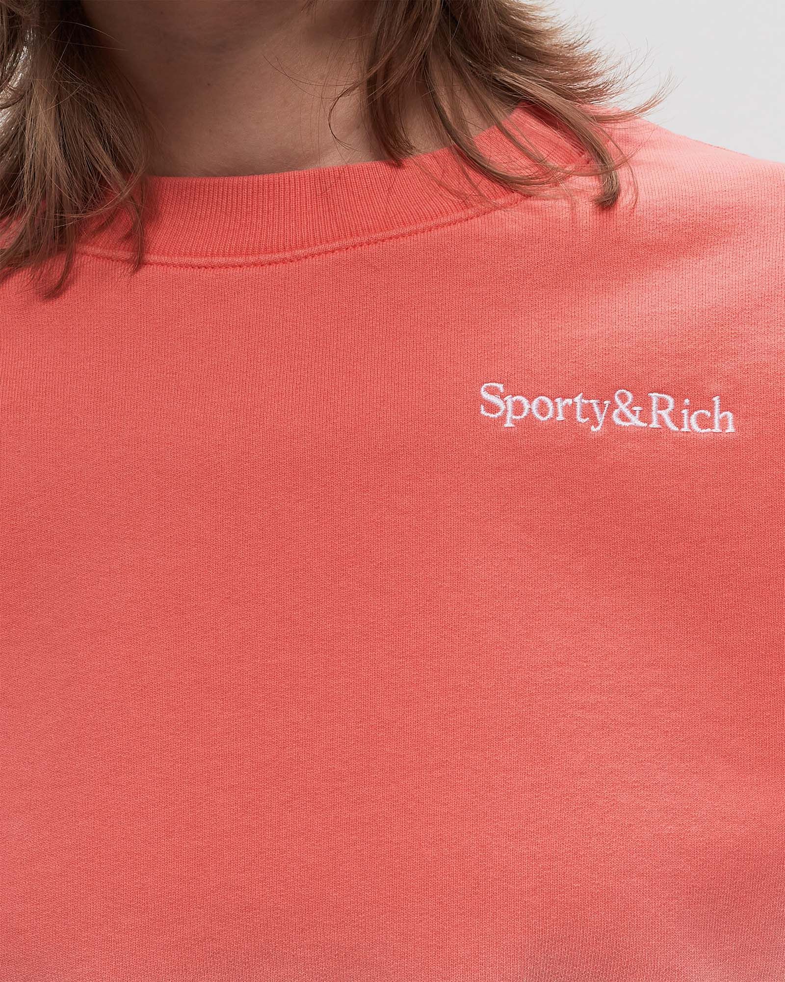 Serif Logo Embroidered Cropped Crewneck Dip Dye