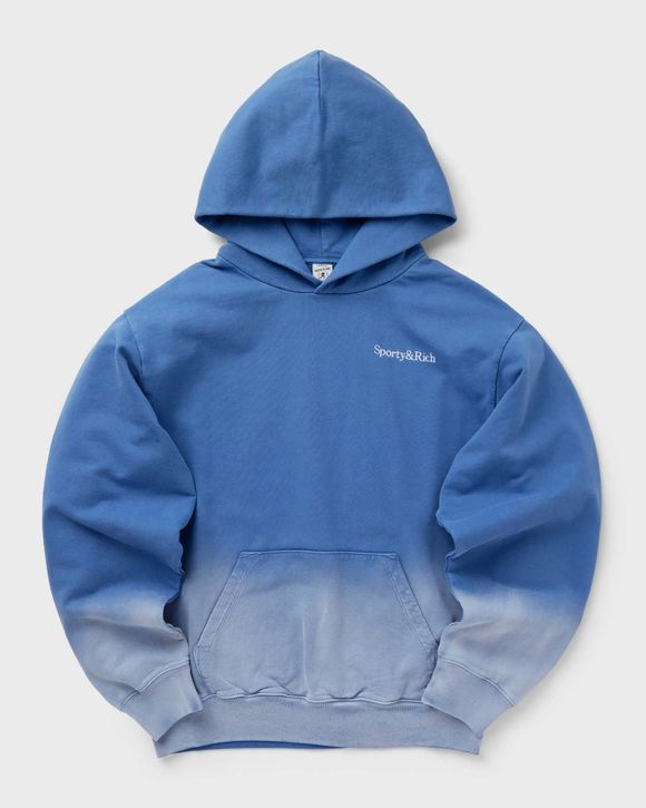 Sporty & Rich Serif Logo Embroidered Hoodie Dip Dye Blue - DIP DYE BLUE