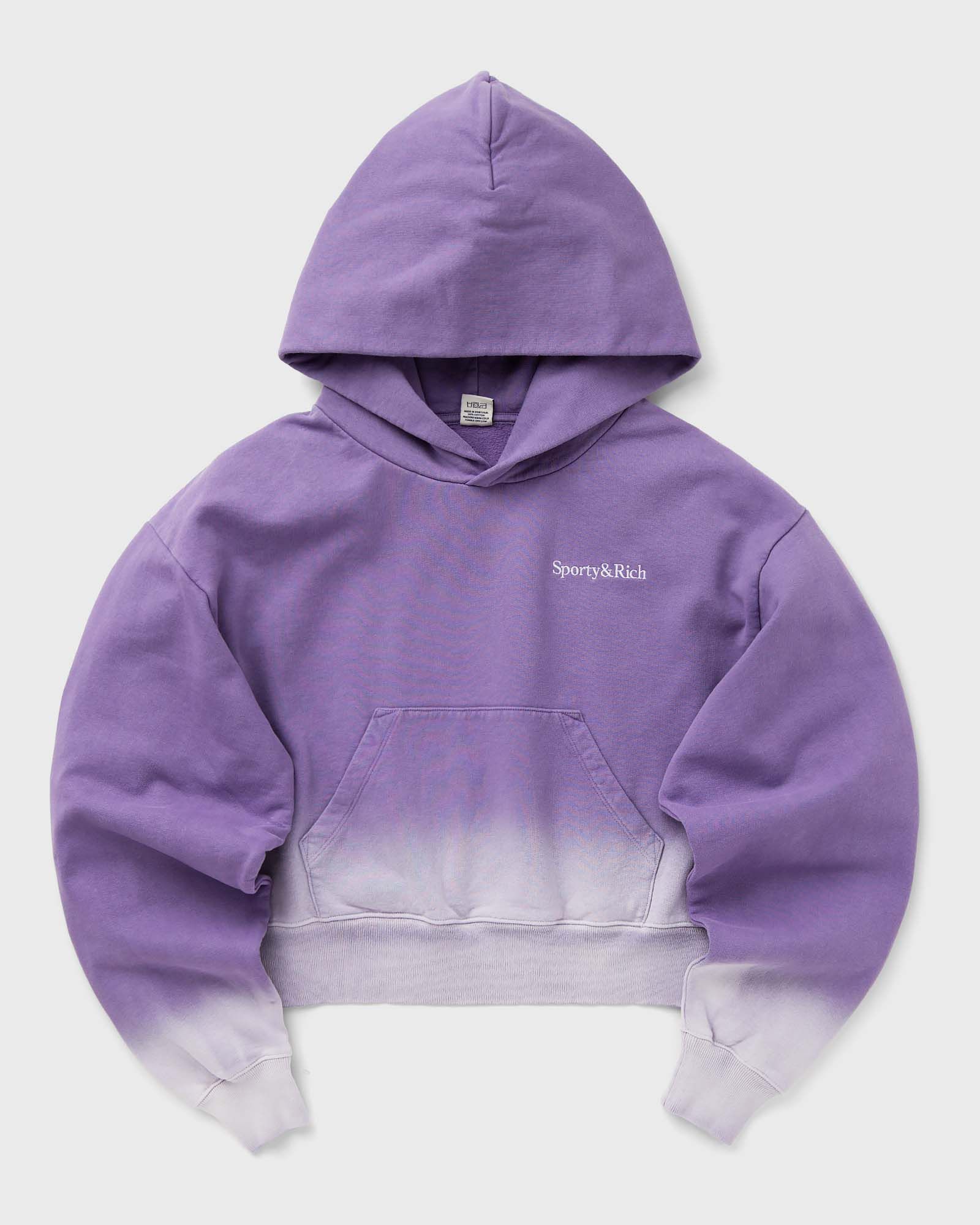 Serif Logo Embroidered Cropped Hoodie Dip Dye