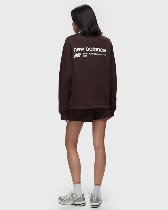 New Balance Linear Heritage Brushed Back Fleece Crewneck Brown 
