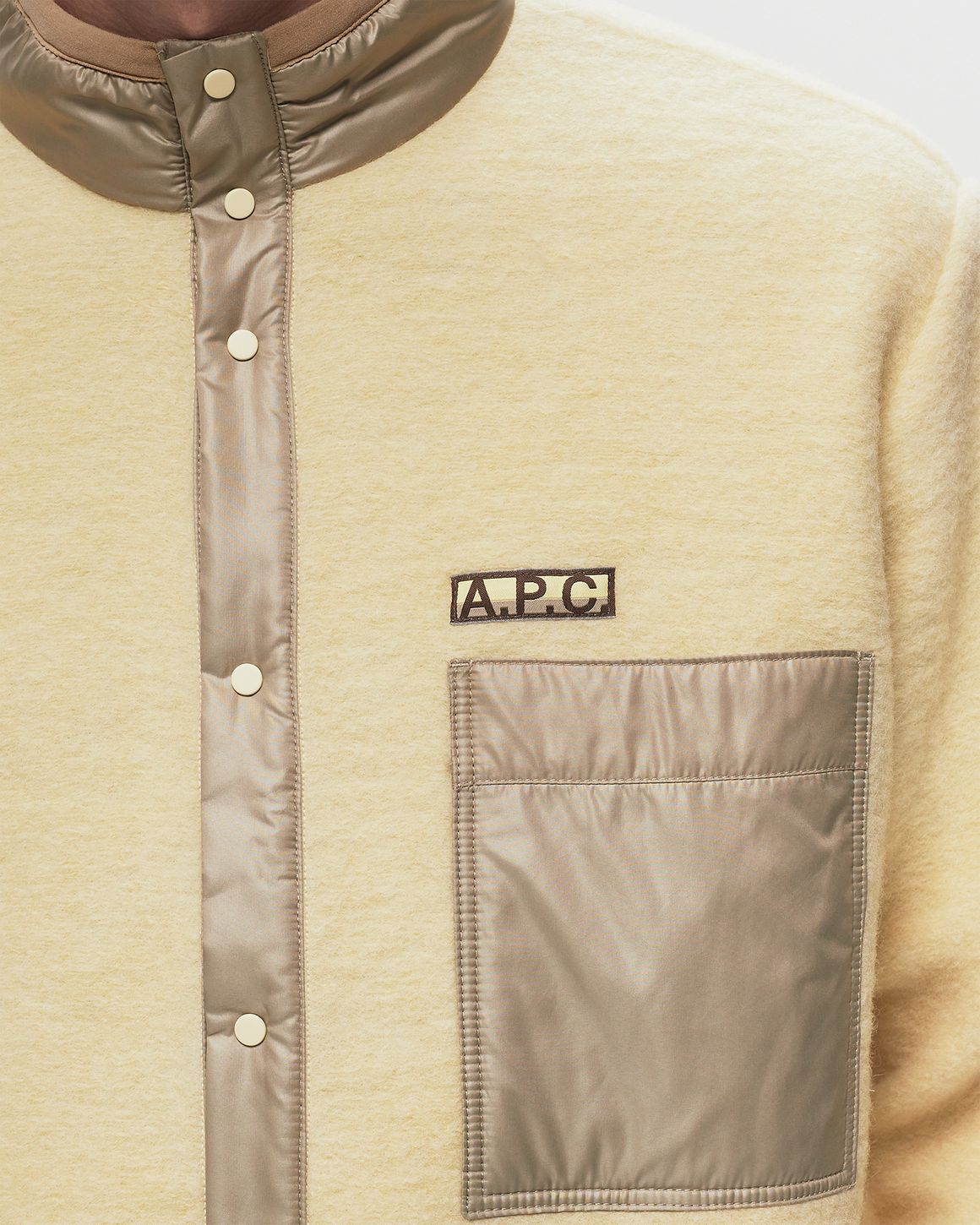 A.P.C｜JACKETS ( EWAN SNAP FLEECE JACKET (WVBCA M02855 D A.P.C. Ewan Wool Fleece Jacket Military Khaki | END. (GB)