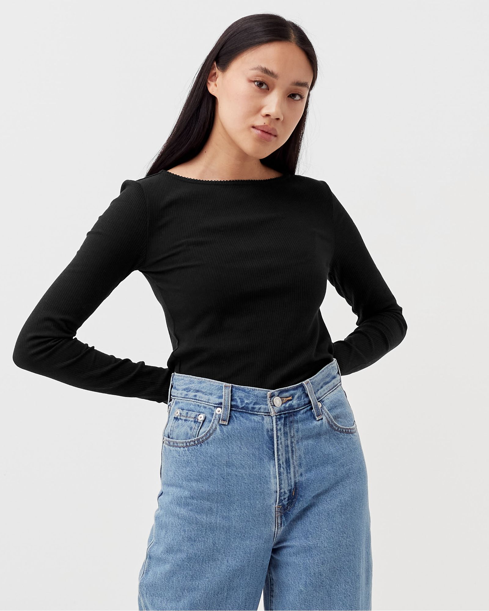 WMNS SKINNY MODAL RIB BOAT-NK LONGSLEEVE