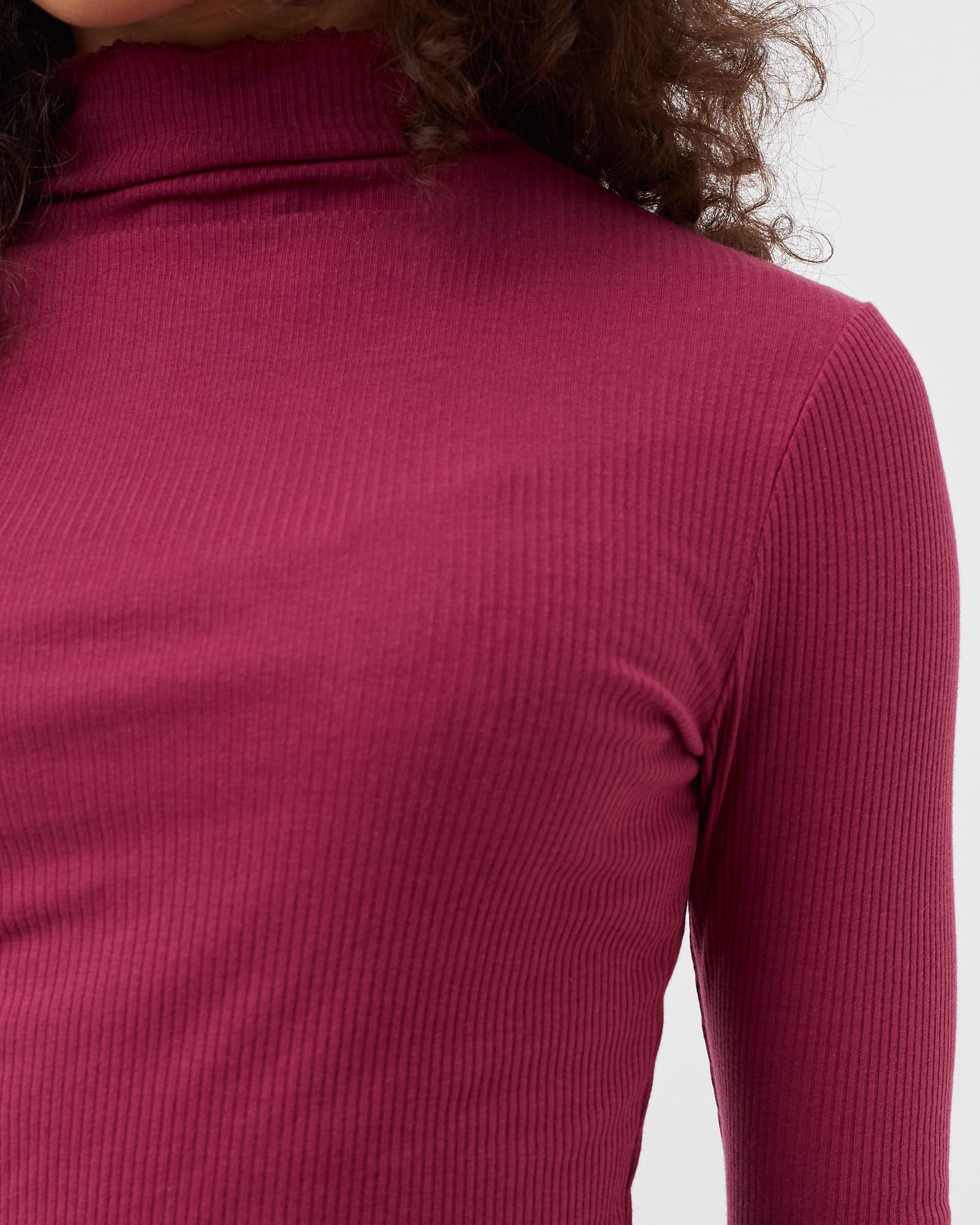 WMNS SKINNY MODAL RIB HIGH-NK TOP L/S