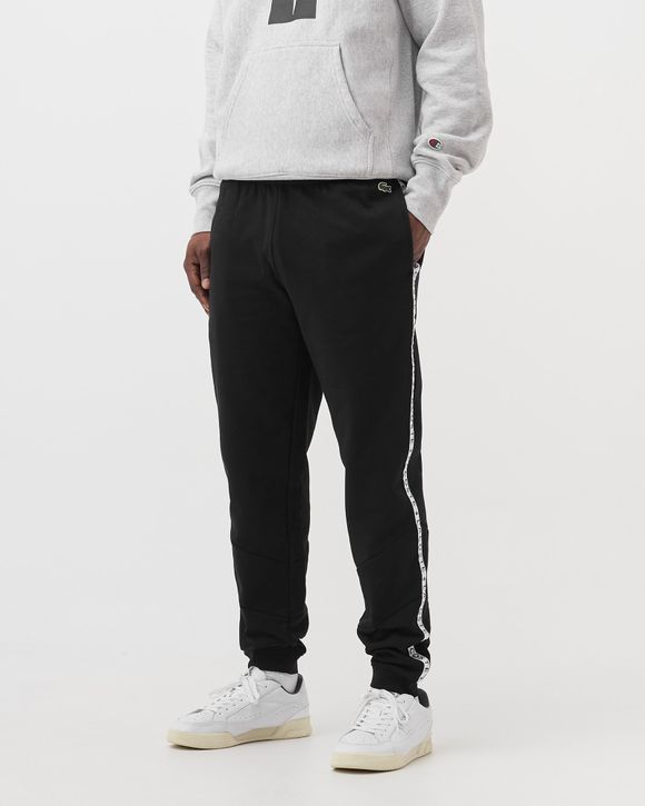 Lacoste Signature Striped Fleece Sweatpants Black BSTN Store