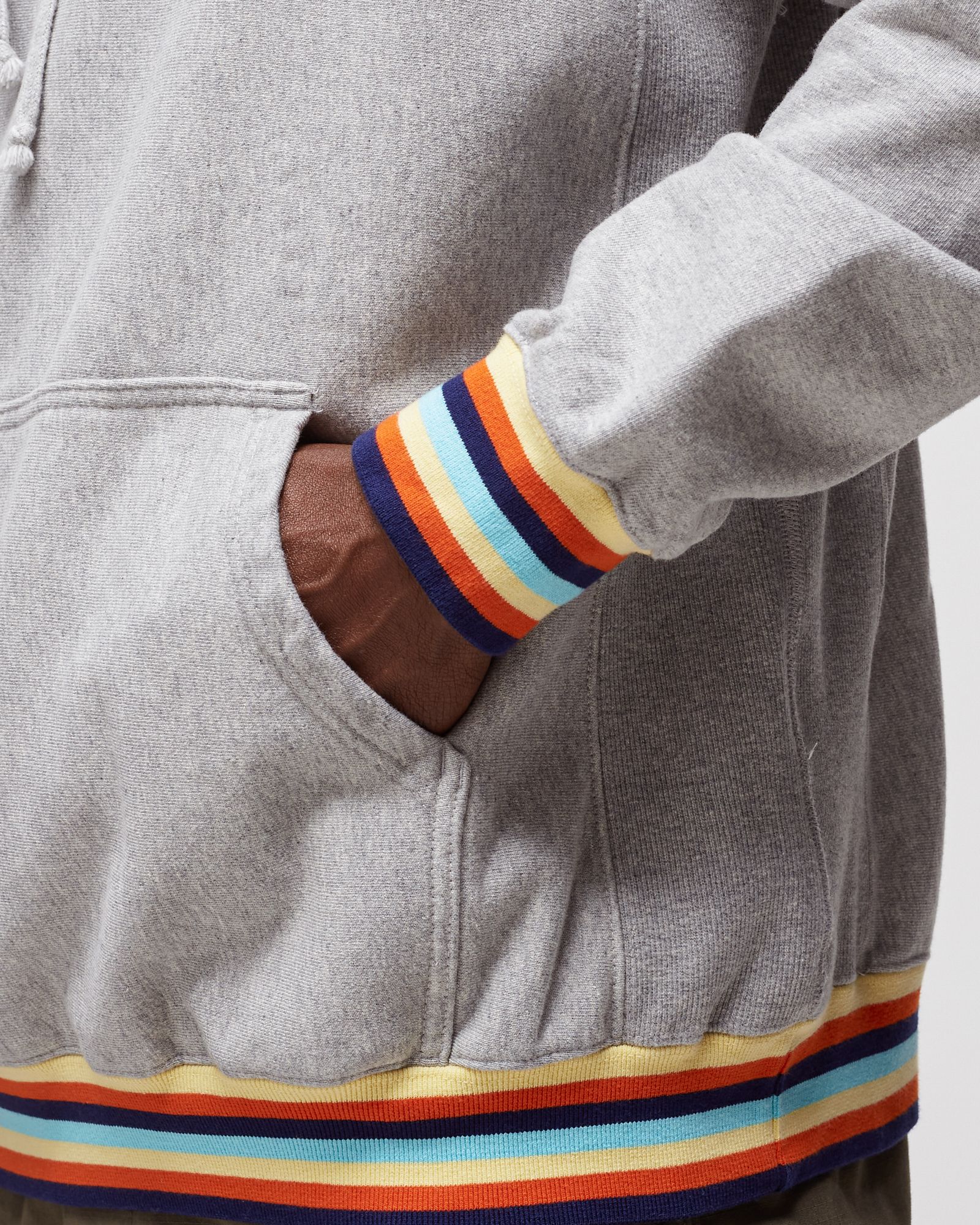 BLOCKED LOGO HOODIE WITH STRIPE RIB