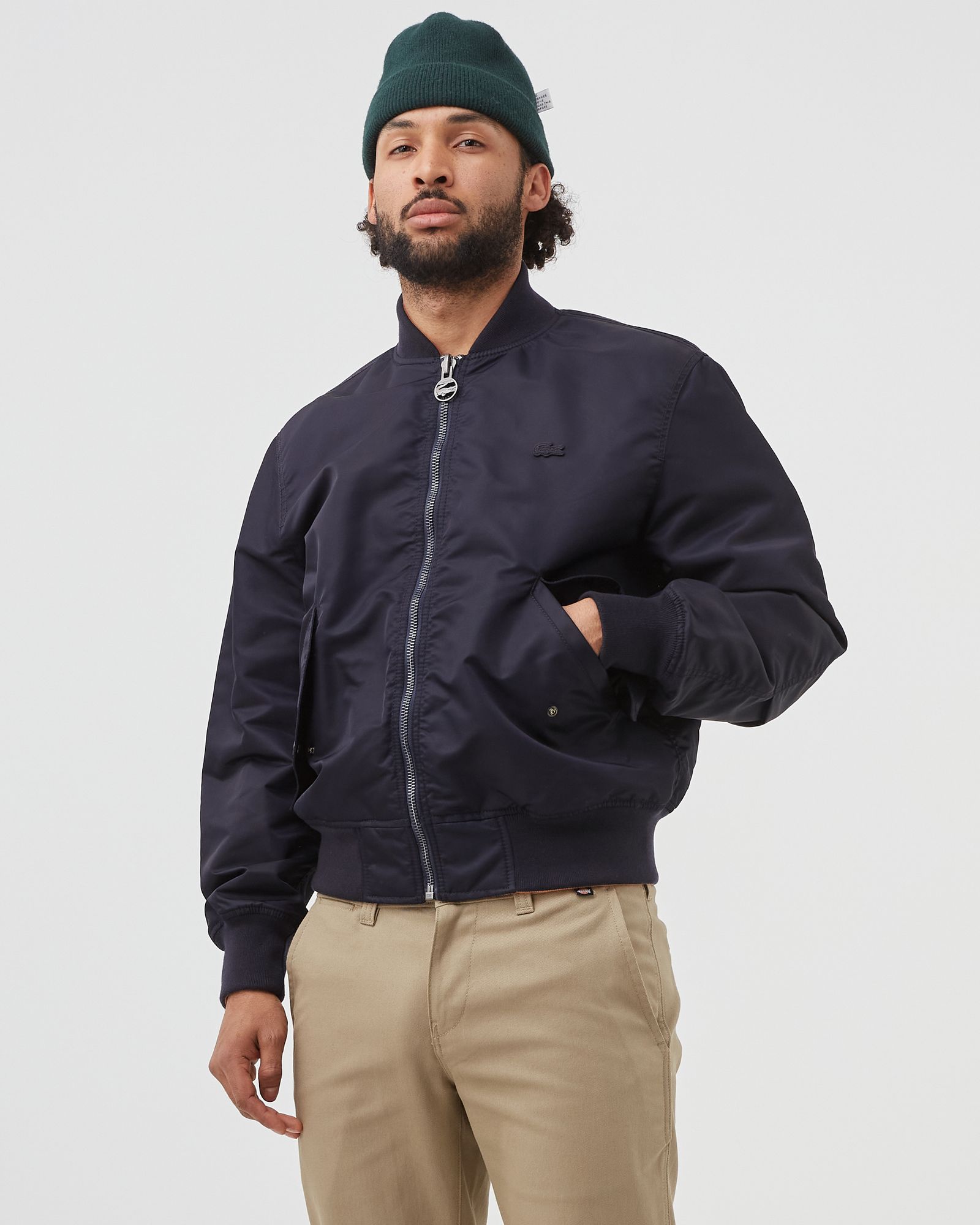Bimaterial Reversible Colourblock Bomber Jacket