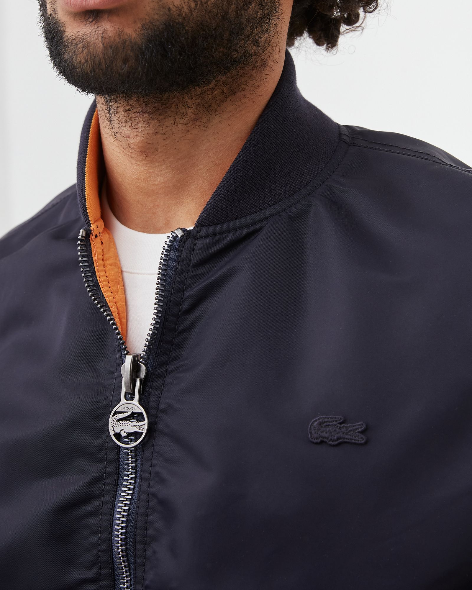 Bimaterial Reversible Colourblock Bomber Jacket