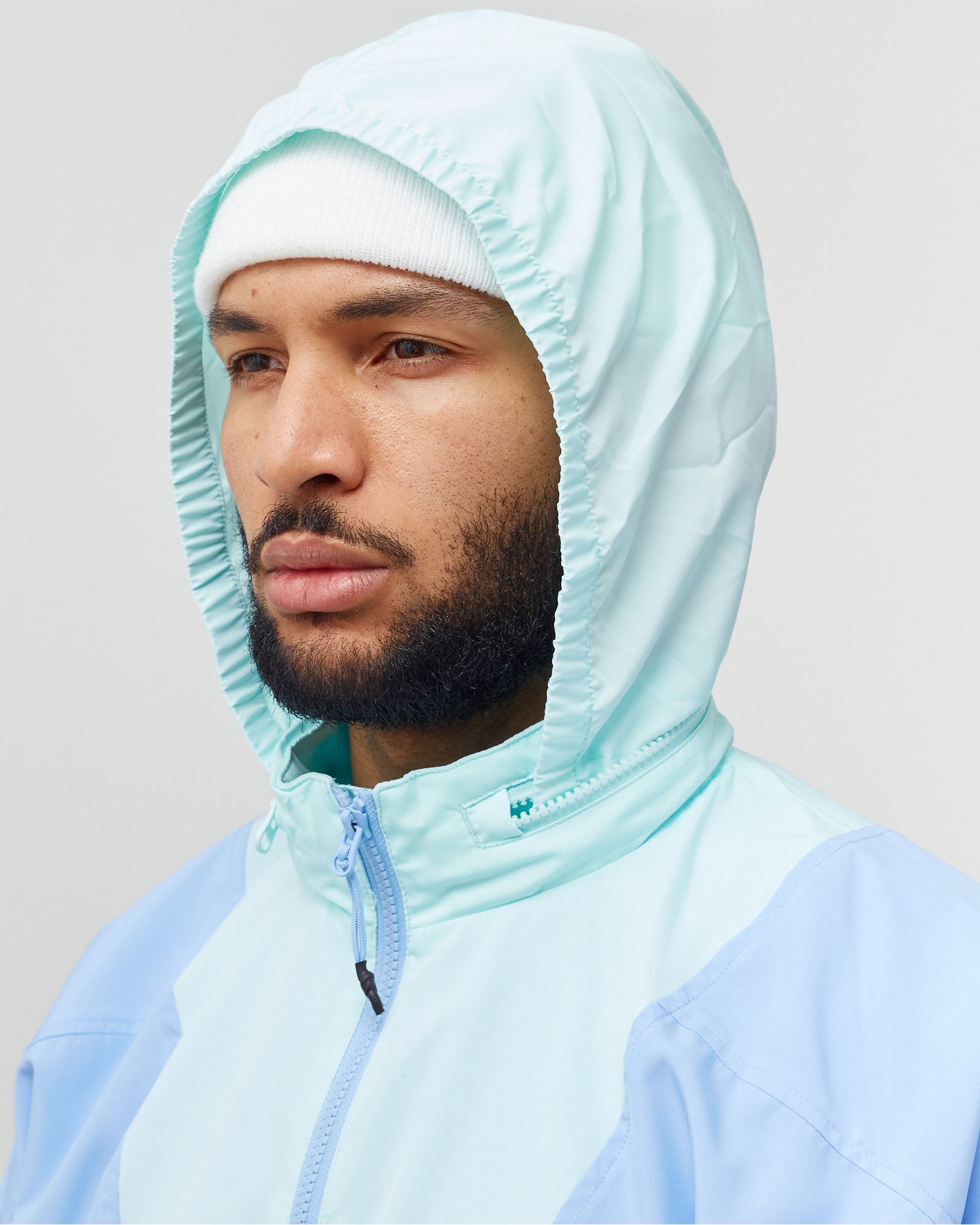 Hooded Lightweight Colourblock Zip Windbreaker