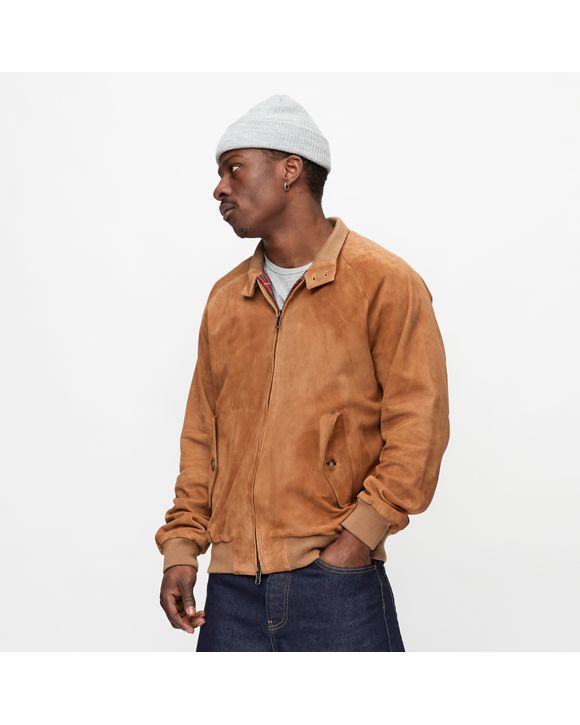 BARACUTA G9 HARRINGTON SUEDE JACKET Brown tobacco