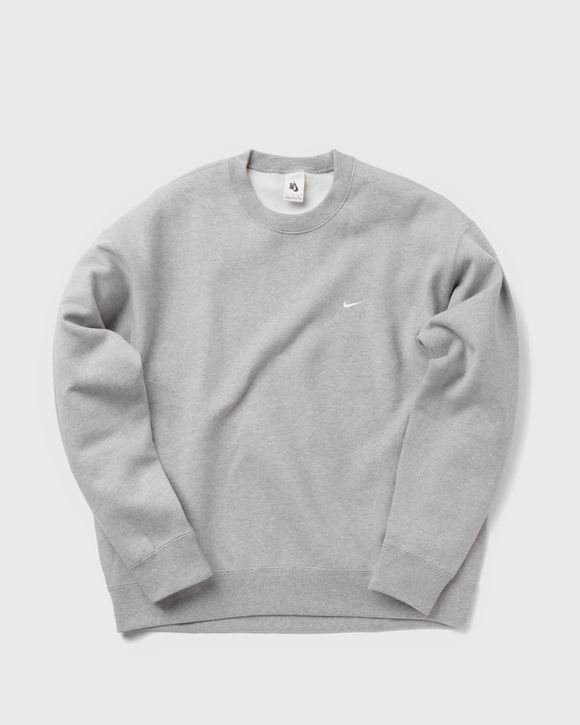 Nike NRG SOLO SWOOSH FLEECE CREWNECK SWEATSHIRT Grey - DK GREY HEATHER/WHITE