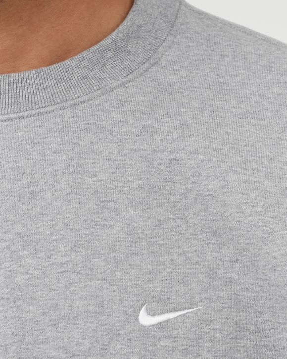 Nike NRG SOLO SWOOSH FLEECE CREWNECK SWEATSHIRT Grey - DK GREY HEATHER/WHITE