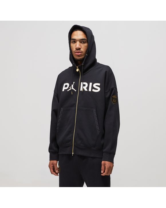 Jordan PSG FLEECE TRAVEL FULL ZIP HOODIE Black - black/white