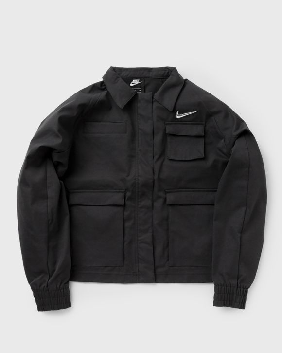 Nike swoosh woven jacket hot sale black