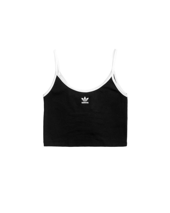 Adidas Spaghetti Strap White & Black Crop Tank Top