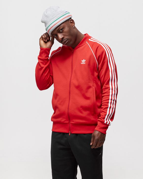 Adidas superstar store track jacket red