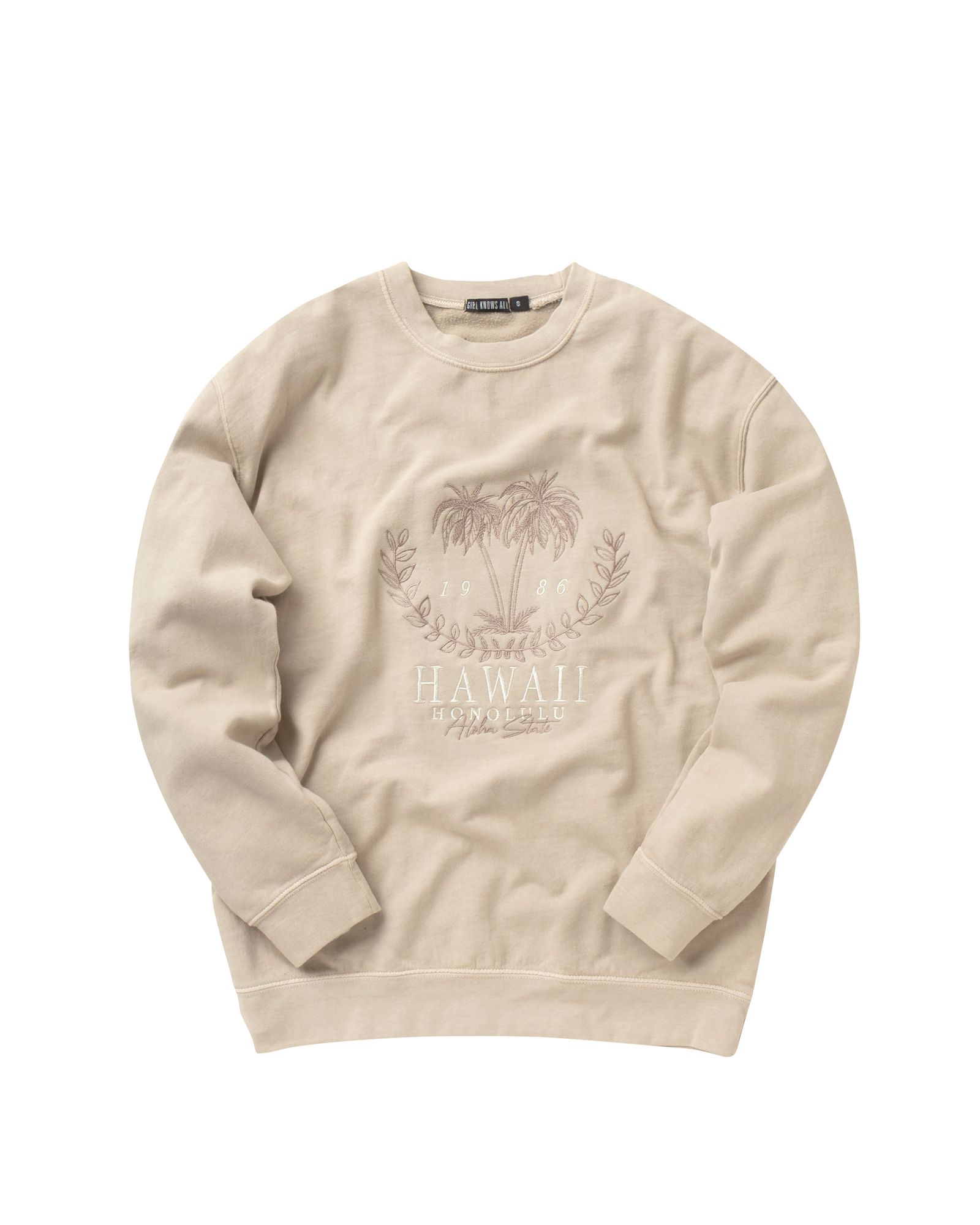 Hawaii Embroidered Washed Sweater