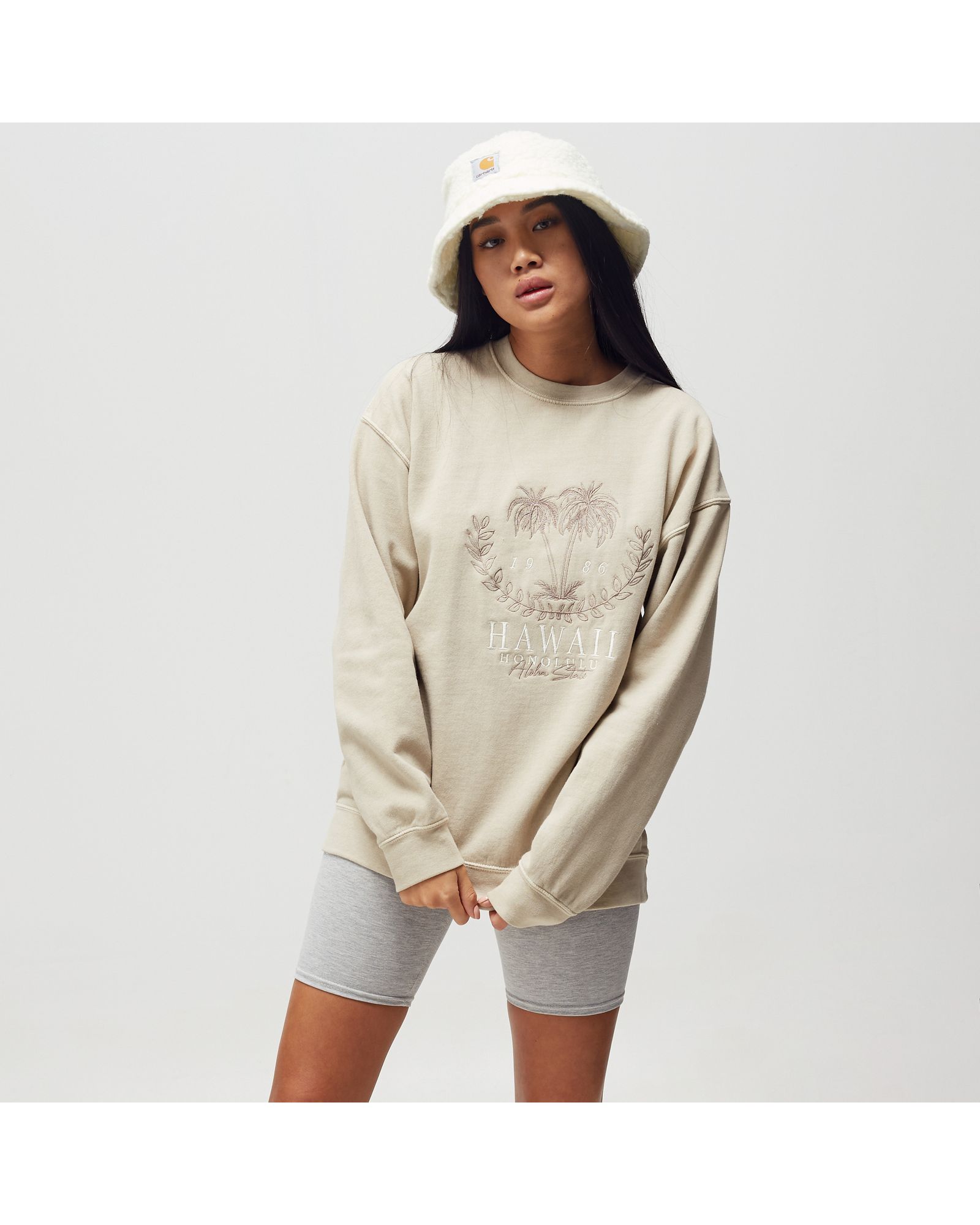 Hawaii Embroidered Washed Sweater