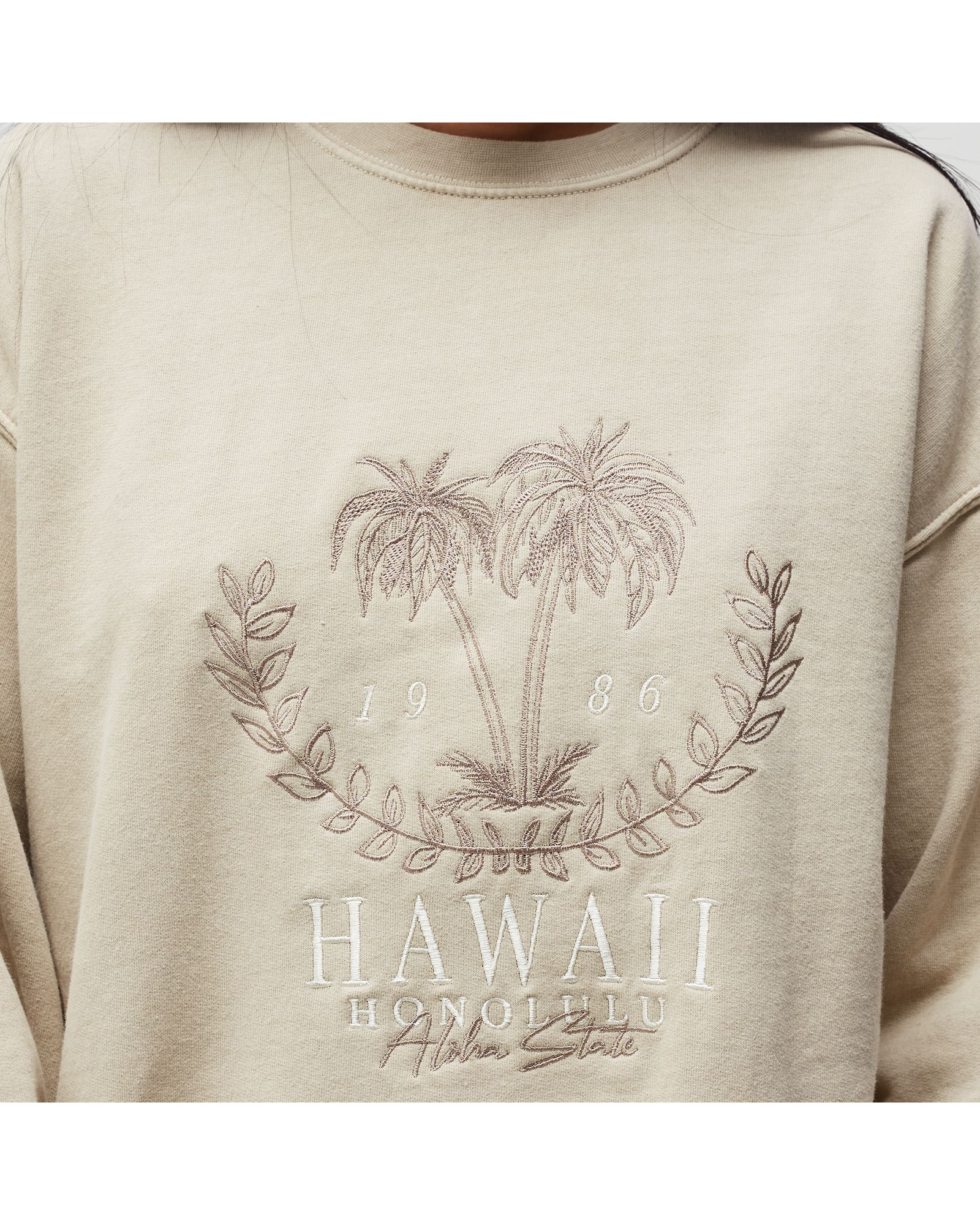Hawaii Embroidered Washed Sweater