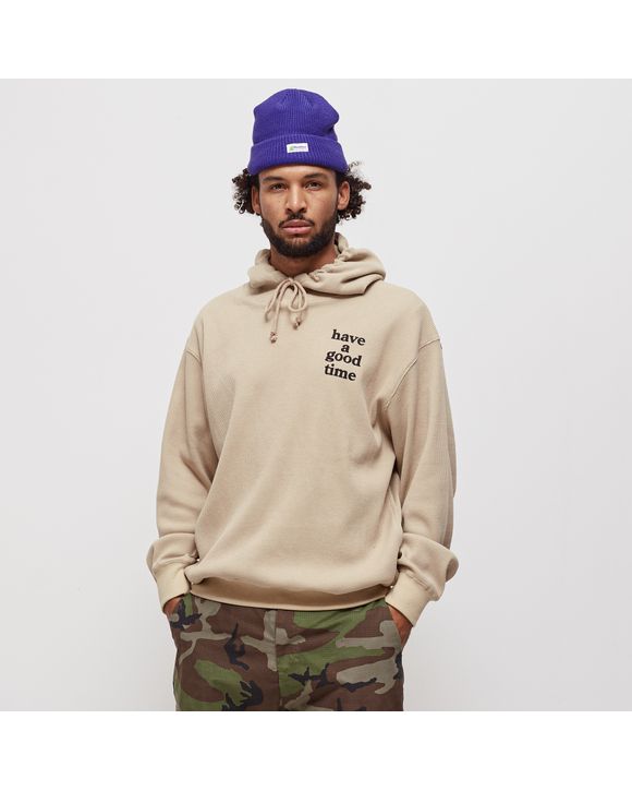 【HAVE A GOOD TIME 】Logo Thermal Pullover Hoodie haveagoodtime LOGO THERMAL PULLOVER HOODIE Brown | BSTN Store