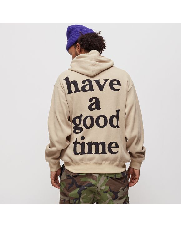 【HAVE A GOOD TIME 】Logo Thermal Pullover Hoodie haveagoodtime LOGO THERMAL PULLOVER HOODIE Brown | BSTN Store