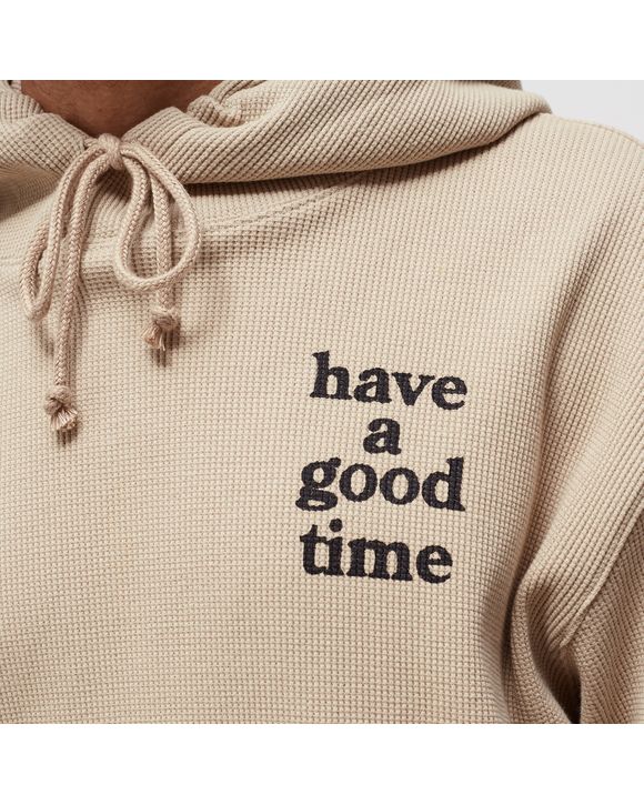 【HAVE A GOOD TIME 】Logo Thermal Pullover Hoodie haveagoodtime LOGO THERMAL PULLOVER HOODIE Brown | BSTN Store