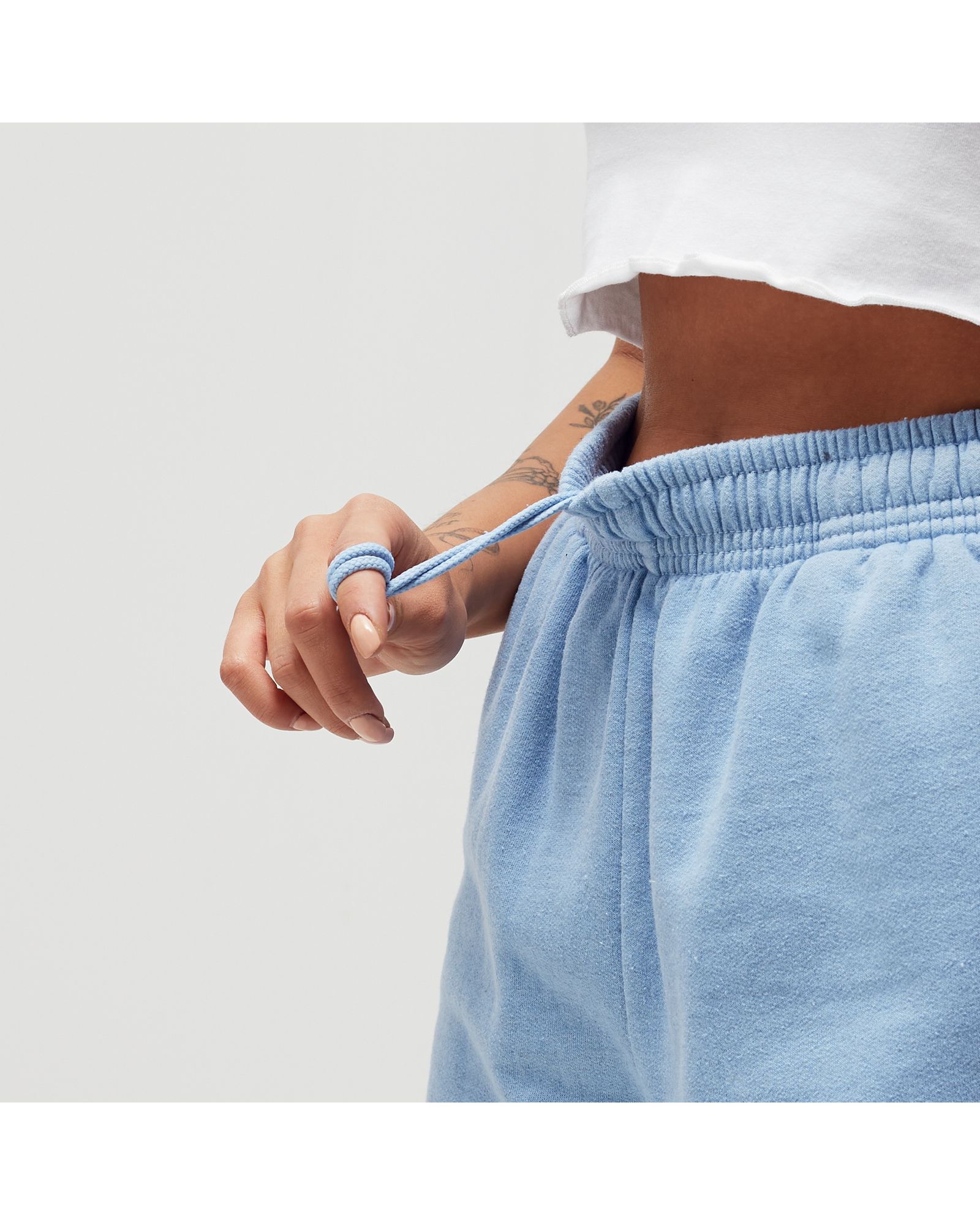 Light Blue Washed Raw Hem Shorts