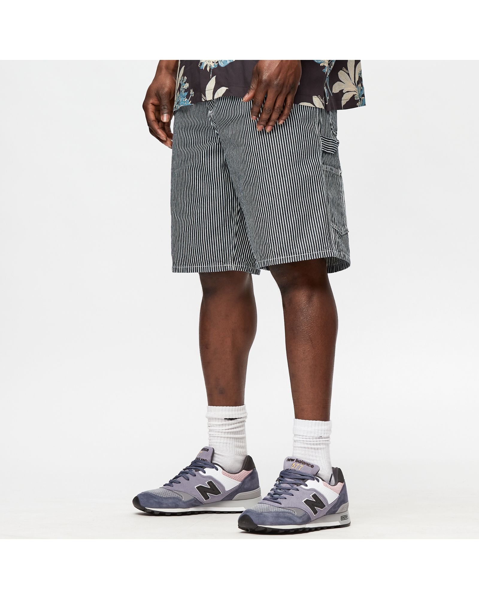 Single Knee Short Cotton Hermosa Hickory Indigo Stripe Denim 10 oz