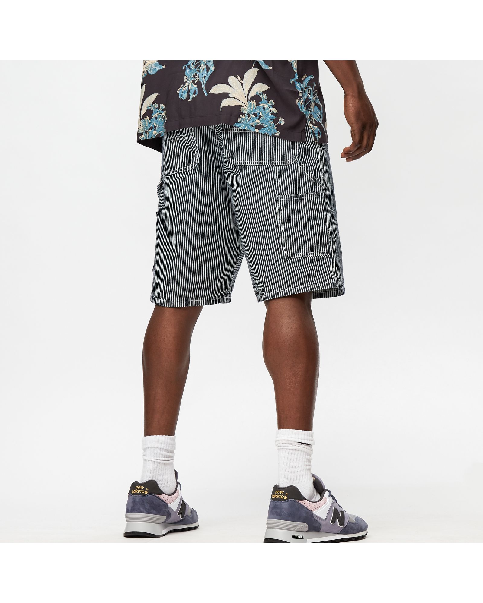 Single Knee Short Cotton Hermosa Hickory Indigo Stripe Denim 10 oz