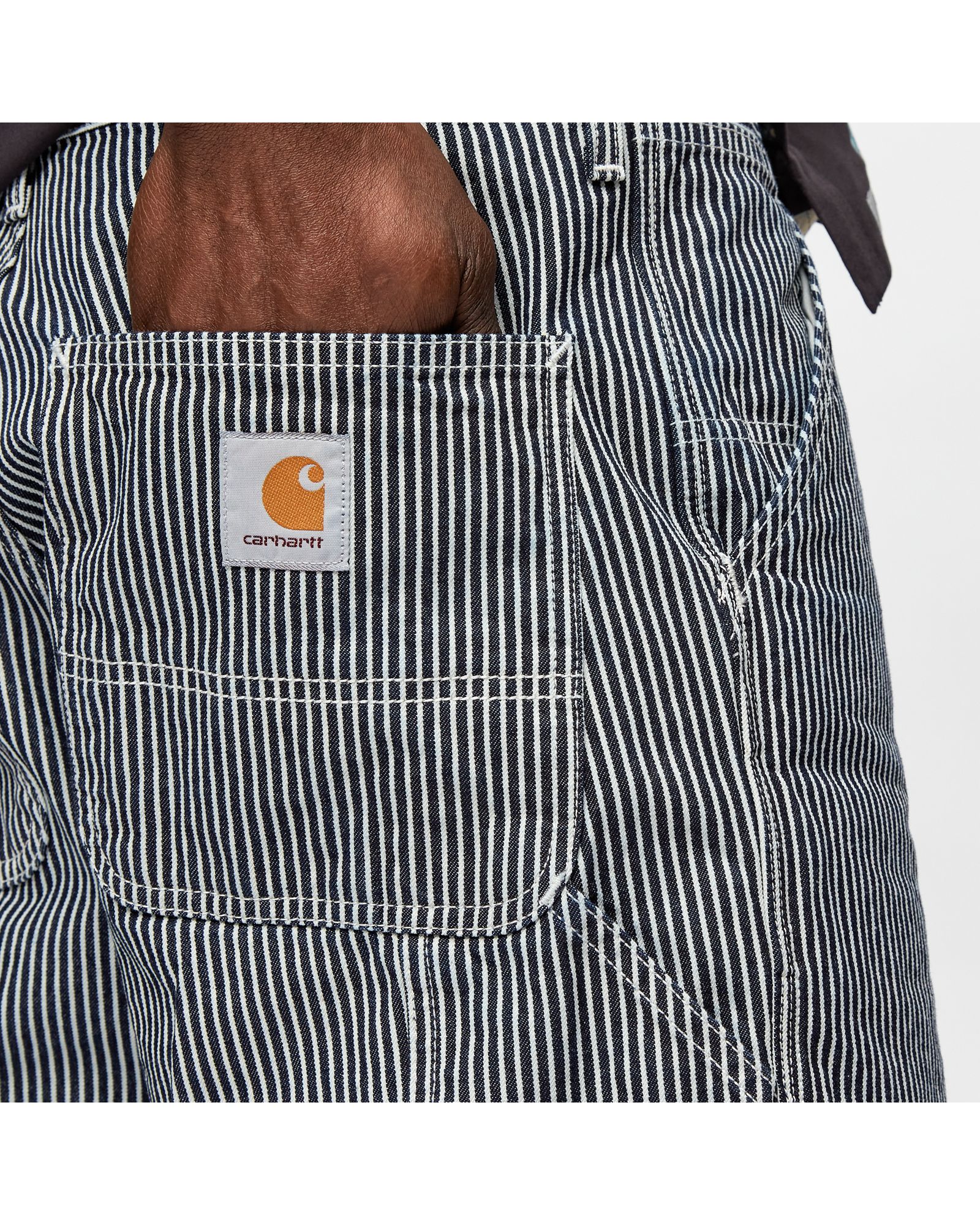 Single Knee Short Cotton Hermosa Hickory Indigo Stripe Denim 10 oz