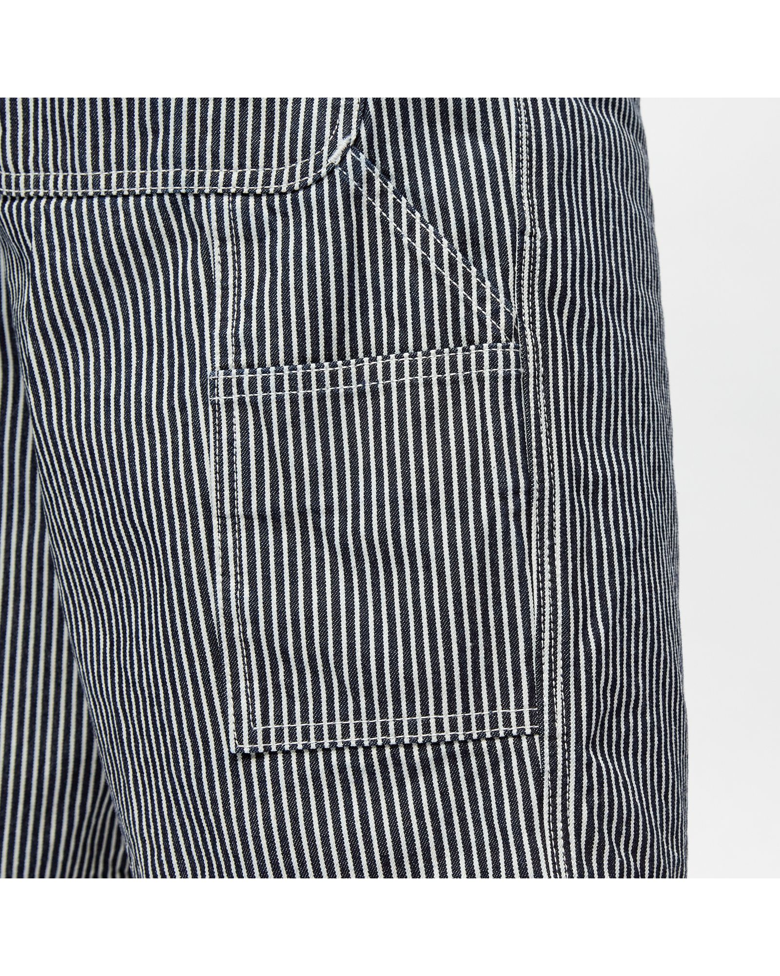 Single Knee Short Cotton Hermosa Hickory Indigo Stripe Denim 10 oz