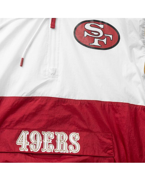 Men's Mitchell & Ness Scarlet San Francisco 49ers Faithful Surprise Win  Quarter-Zip Pullover Windbreaker Jacket