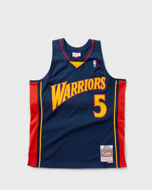 Men's Mitchell & Ness Baron Davis Navy/Orange Golden State Warriors 2006/07  Hardwood Classics Fadeaway Swingman Player Jersey