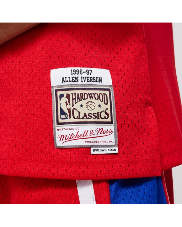 Shop Mitchell & Ness Philadelphia 76ers Allen Iverson Swingman Jersey  SMJYGS18199-P76SCAR96AIV red