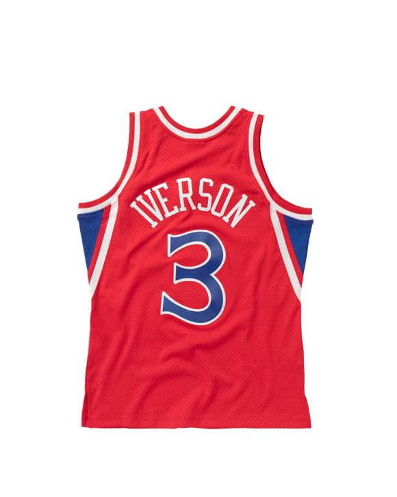 100% Authentic Mitchell Ness Allen Iverson 96 97 Sixers Jersey Mens Size  52. Red