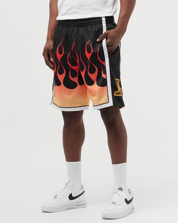 Mitchell & Ness Men's Los Angeles Lakers Flames Swingman Shorts, Black, Size: XL, Polyester/Elastic
