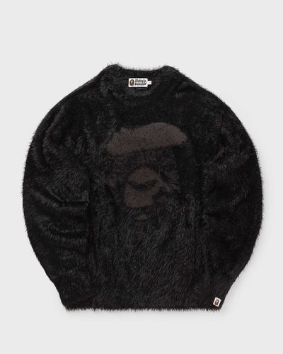 A Bathing Ape APE FACE SHAGGY SWEATER, black